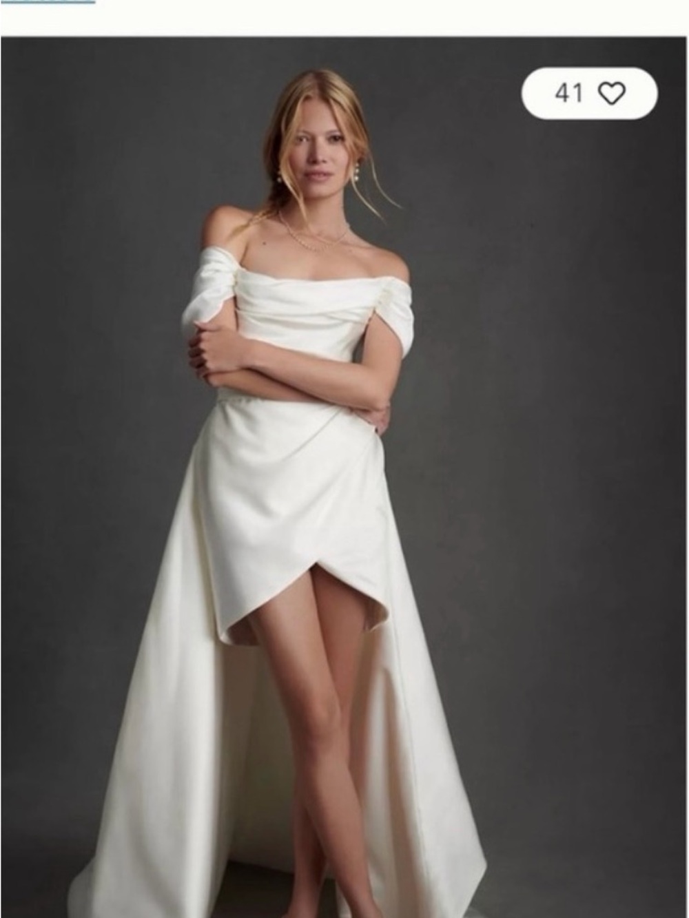 Elegant Off-Shoulder High-Low White Dress